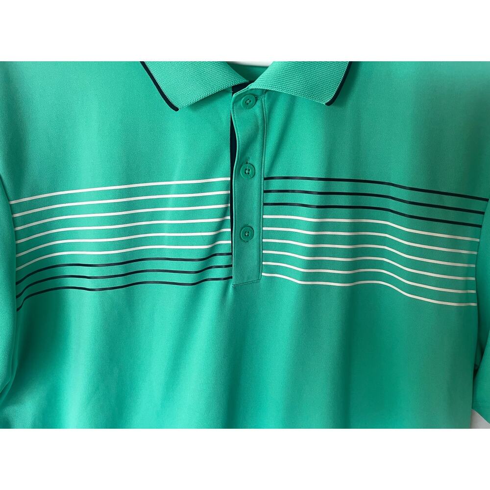 Adidas Men's Golf Polo green striped athleisure sportwear casual size large - Picture 8 of 8